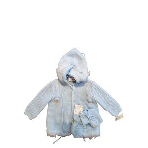 Silver Spoon vintage new old stock baby sweater + Booties 6 months blue …